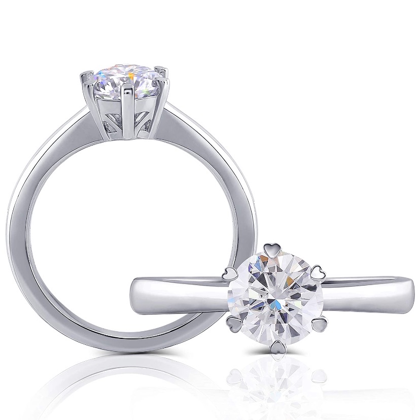 Platinum 1 Carat Diamond Moissanite Engagement Ring 605$
